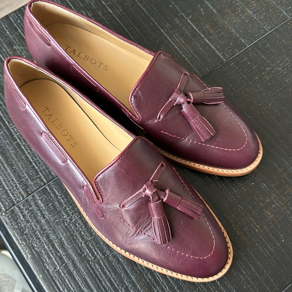 TALBOTS Dress LOAFERS, Burgundy Tassels Size 7M New